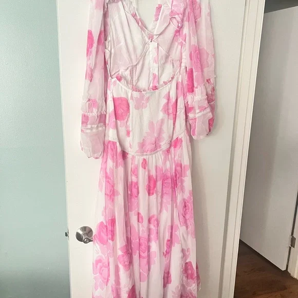 Pink Floral Maxi Dress - Picture 3 of 5
